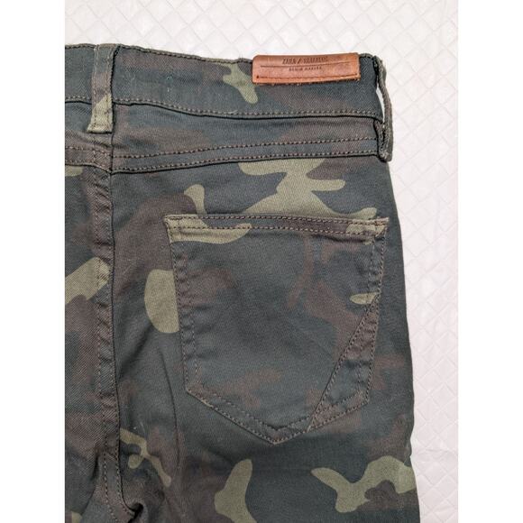 Zara Womens Jeans Multicolor Size 2 Mid Rise Moto Denim Camo Cotton Blend - Picture 10 of 16